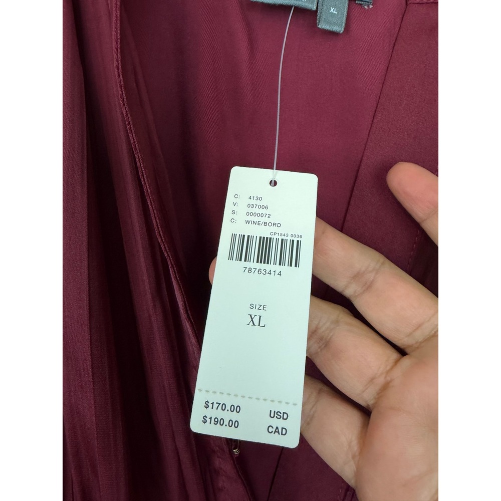 Anthropologie The Somerset Maxi Dress Satin XL Wine A-Line Tiered Smocked NWT - Picture 3 of 12